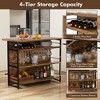 Tangkula Industrial Kitchen Island Bar Table 4-Tier Storage Shelf Wine Rack Glass Holders - 4 of 4