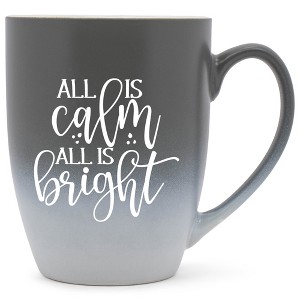 Elanze Designs All Is Calm All Is Bright Two Toned Ombre Matte Gray and White 12 ounce Ceramic Stoneware Coffee Cup Mug - 1 of 4