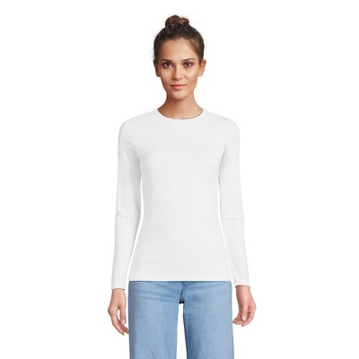 Lands' End Women's Plus Size Lightweight Jersey Skimming Long Sleeve Crew Neck T-shirt