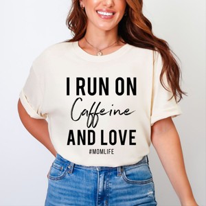 Simply Sage Market I Run On Caffeine And Love Garment Dyed Tee - 1 of 4