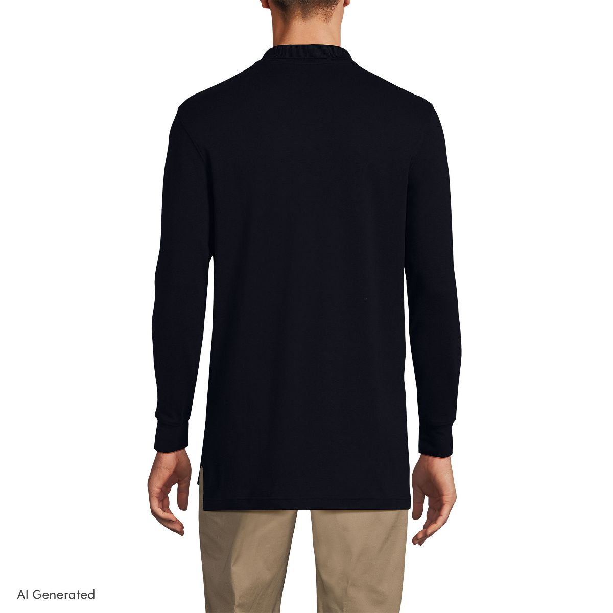 Lands' End School Uniform Men's Long Sleeve Interlock Polo Shirt - thumbnail 2