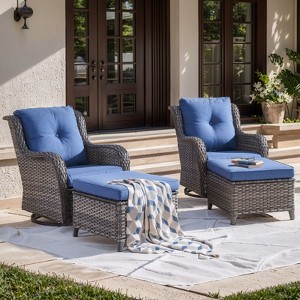 Gymojoy Outdoor Swivel Chair with Ottoman High Back Glider Chair with Soft Cushion - 1 of 4