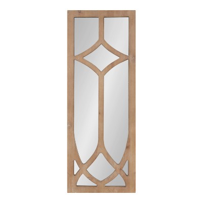 Natural Wood Cathedral-Style Rectangular Wall Mirror