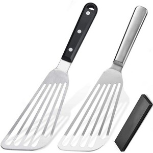 ATTOP Fish Spatulas Stainless Steel, Kitchen Metal Spatulas with Flexible Thin Slotted Angled Blade, Silver - 1 of 4