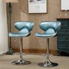 Roundhill Furniture Masaccio Cushioned Leatherette Upholstery Airlift Adjustable Swivel Barstool with Chrome Base, Blue, Set of 2 - 4 of 4