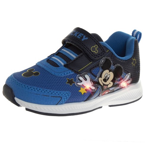 Disney Toddler Boys Mickey Mouse Hook Loop Sneakers With Two Red Lights Blue Size 8 Target