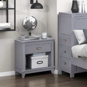 Spassway 16"W*26"H Wood Nightstand with Drawer and Open Shelf Modern End Table with Storage Bedside Table for Bedroom Living Room Sofa Couch - 1 of 4