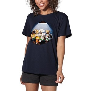 Women's Garfield Playing With The Big Dogs Loose T-Shirt Navy - 1 of 4