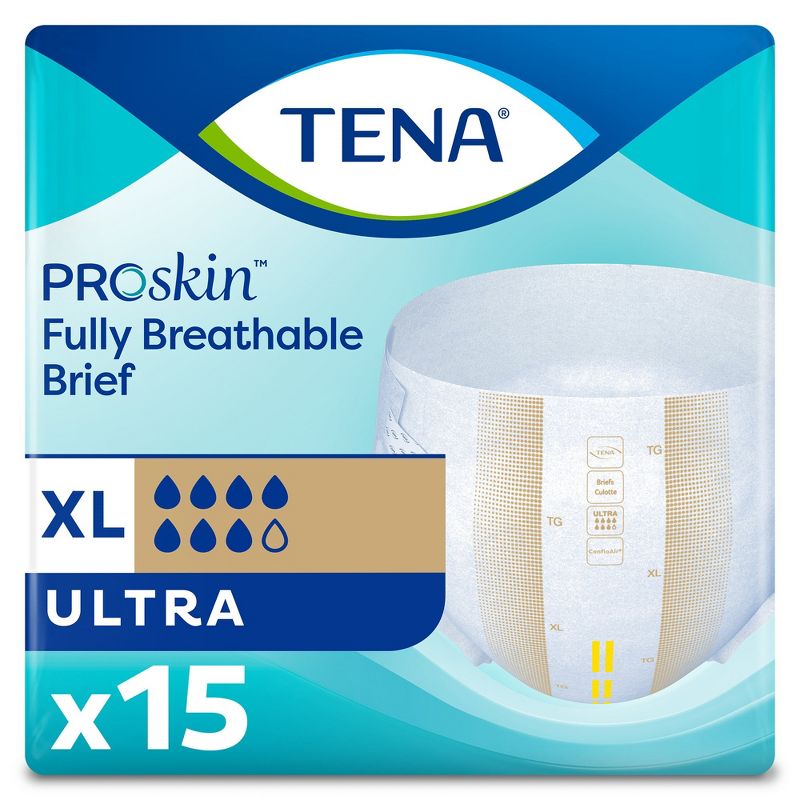 TENA Ultra Breathable Briefs, Incontinence, Heavy Absorbency, Unisex, XL, 15 Count, 4 Packs, 60 Total, 2 of 6