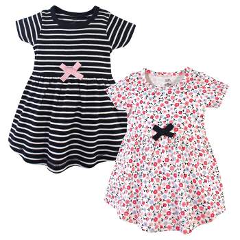 Touched by Nature Baby and Toddler Girl Organic Cotton Short-Sleeve Dresses 2pk, Ditsy Floral