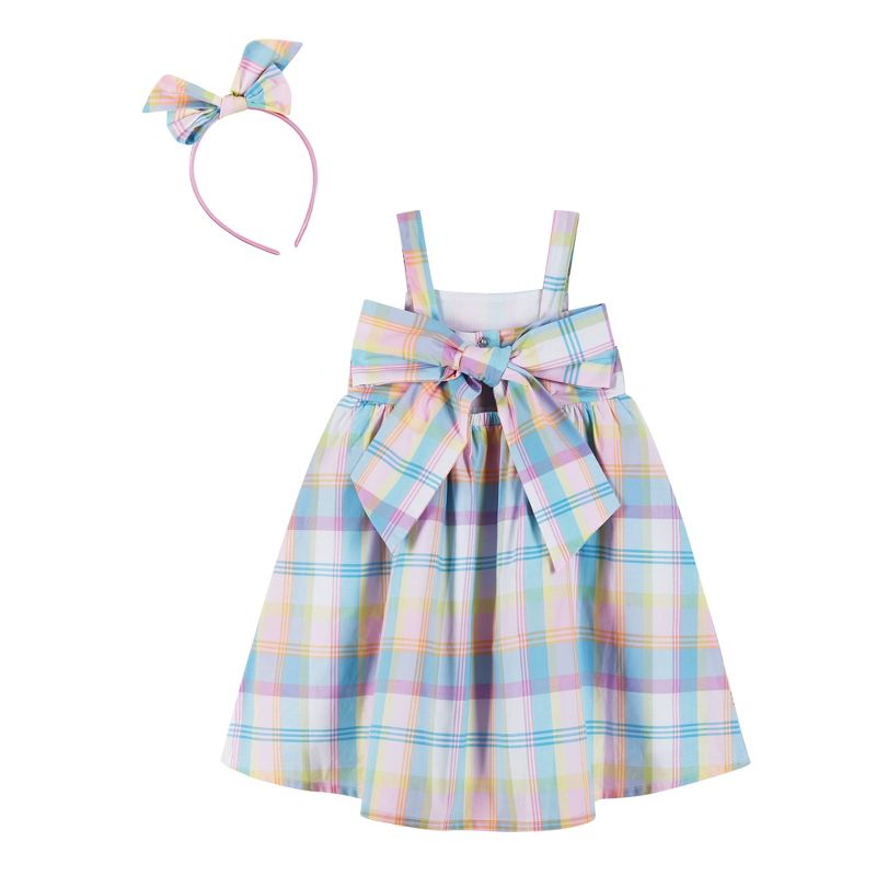 Andy & Evan  Toddler Bow Back Multi Plaid Babydoll Dress, 2 of 6