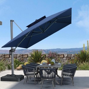 PURPLE LEAF Outdoor Cantilever Umbrellas with Base Large Patio Umbrella Offset Umbrella 360 Degree Rotation - 1 of 4