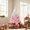 Costway 5 FT Artificial Christmas Tree with 180 Warm White LED Lights, 8 Lighting Modes & Folding Metal Stand White & Pink - 3 of 4