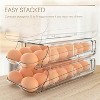 2 Pack Automatic Rolling Egg Container for Refrigerator, Clear Plastic Egg Dispenser with Removable Inner Tray - 3 of 4