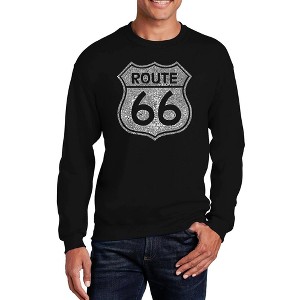 LA Pop Art Men's Word Art Crewneck Sweatshirt - CITIES ALONG THE LEGENDARY ROUTE 66 - 1 of 4