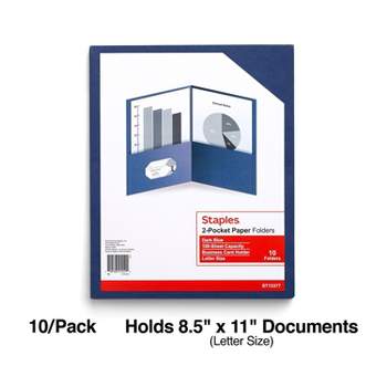 Staples 2-Pocket Folders Dark Blue 10/Pack (13377-CC)
