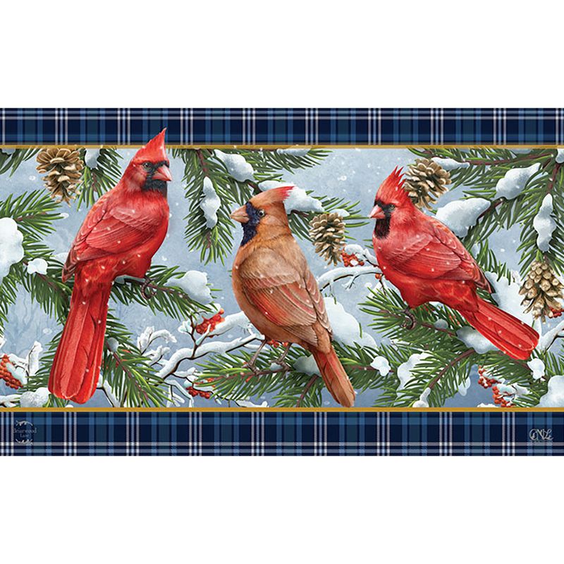 Wintertime Cardinals Doormat 30" x 18" Indoor Outdoor Briarwood Lane, 1 of 6