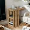 Hommoo C-Shaped 3-Tier Small Side Table, Wooden Bedside Table for Couch - 4 of 4
