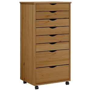 vidaXL MOSS 8-Drawer Chest with Wheels, Solid Pinewood - 1 of 4