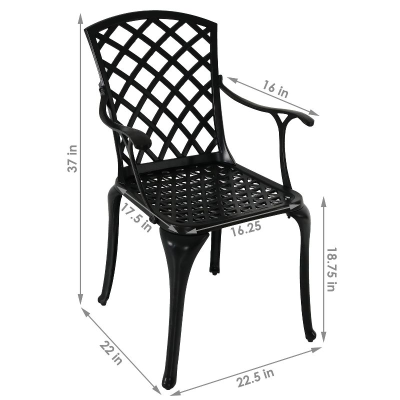 Sunnydaze Outdoor Crossweave Design Black Cast Aluminum Patio Dining Chair, 2pk, 4 of 11