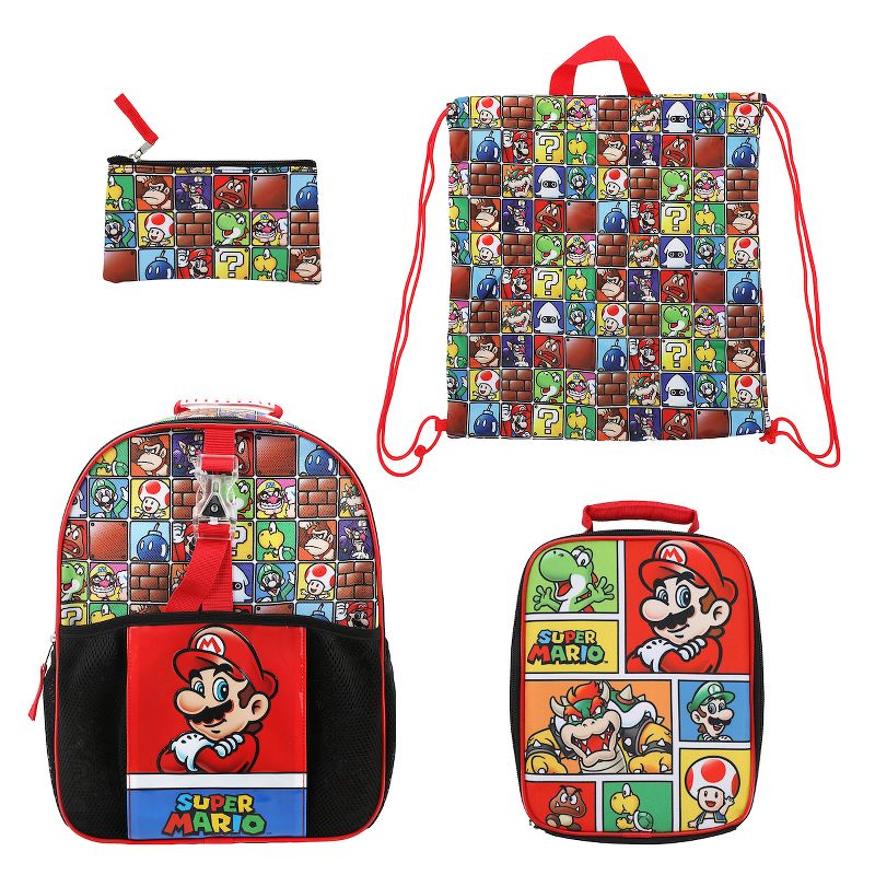 Super Mario Brothers 5-Piece Backpack & Lunchbox Set, 1 of 7