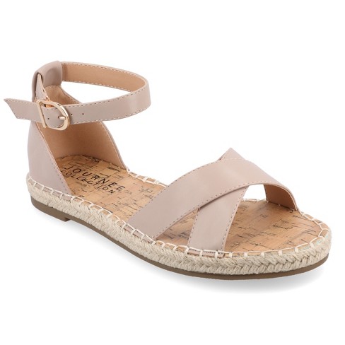 Journee Collection Womens Medium And Wide Width Lyddia Espadrille Flat Sandals Taupe 7.5 Target