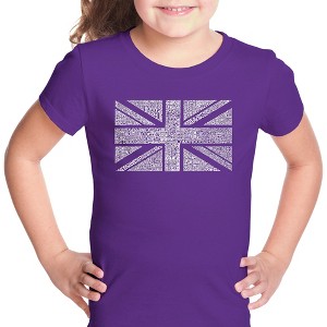 LA Pop Art Girl's Word Art T-shirt - UNION JACK - 1 of 4