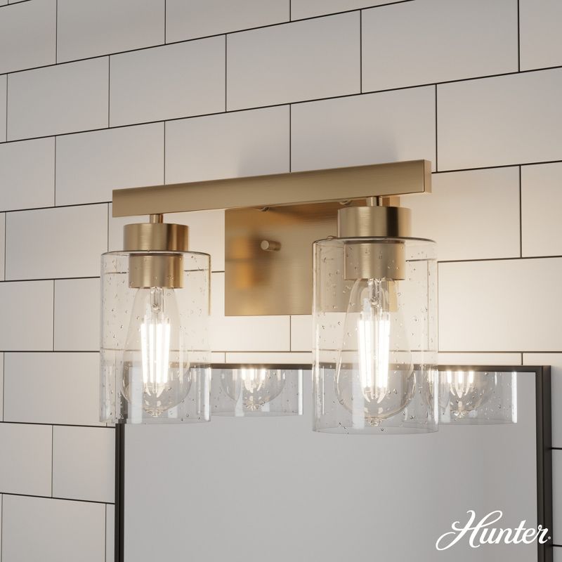 2-Light Hartland Seeded Glass Bathroom Vanity Wall Light Fixture - Hunter Fan, 2 of 5