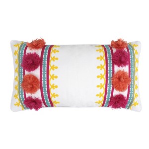 Grandiflora Embroidered Tassel Pillow - Levtex Home - 1 of 3
