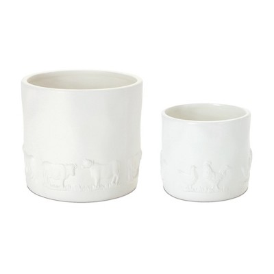 Melrose Ceramic Farm Animal Planter (Set of 2)