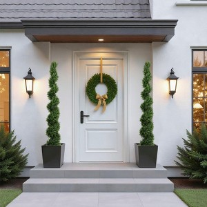 Gulches 2pcs 6FT Two-Tone Spiral Cedar Tree - Realistic Evergreen Potted Plant, Durable Outdoor Decor for Garden - 1 of 4