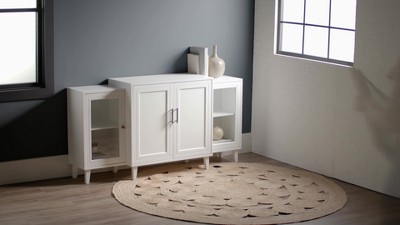 Black MDF and Glass 62" Tiered Modern Sideboard