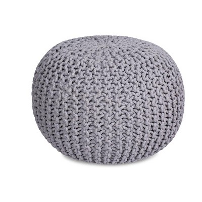 Birdrock Home Round Pouf Foot Stool Ottoman - Light Grey : Target