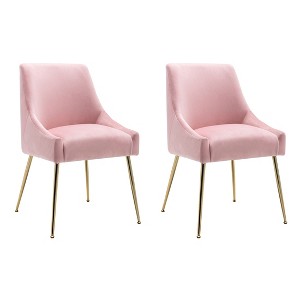 WestinTrends Upholstered Performance Velvet Accent Chair With Metal Leg (Set of 2) - 1 of 4