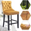 QingMoon Velvet Upholstered Barstools, Button Tufted Counter Chairs Set of 2 with Nailhead Trim and Wooden Legs for Kitchen, Cafe, Pub - 3 of 4