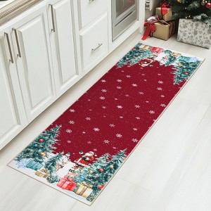Christmas Area Rug, Christmas Reindeer Print Throw Carpet with Non Slip Backing, Low Pile Stain Resistant Floor Carpet for Living Room, Bedroom - 1 of 4