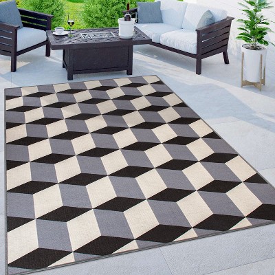Gray Geometric Flatweave Indoor/Outdoor Area Rug 5' x 7'