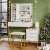 Whizmax Makeup Vanity Desk with Mirror, Vanity Table with 5 Drawers, Vanity Set with Stool and Removable Side Storage Cabinet for Bedroom - 2 of 4