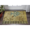 Tan Blue and Brown Floral Hand Knotted Area Rug - 2 of 4