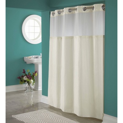 Herringbone Shower Curtain with Liner Beige - Hookless