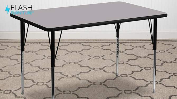 Flash Furniture 30''W x 72''L Rectangular Thermal Laminate Activity Table - Standard Height Adjustable Legs, 2 of 6, play video