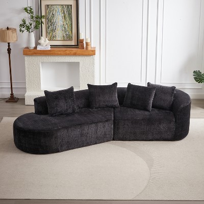 NicBex Couches for Living Room 114" Oversized Sectional Sofa Chenille Modern Upholstered 4-seater Curved Cloud Sofa Couch with Throw Pillows