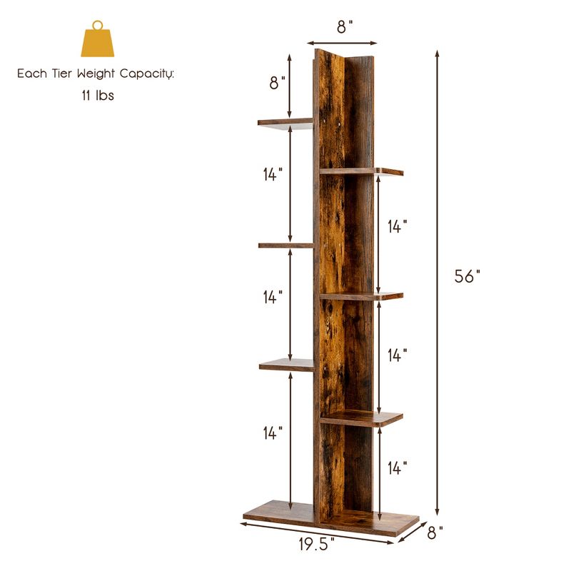 Costway Open Concept Bookcase Plant Display Shelf Rack Holder Wood Walnut\Brown, 3 of 11