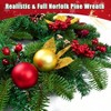22 inch door wreath with lights bow ball ornaments berries sparkling leaves home wall window indoor outdoor decor - 4 of 4