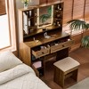 KTMBDW Makeup Vanity Desk with Mirror and Lights, Dressing Table Set with Charging Station and Stool, 2 Drawers, Shelves and Side Cabinet for Bedroom - 4 of 4