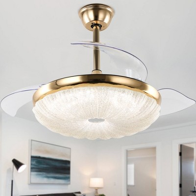 Bella Depot Modern Gold 42" Retractable Ceiling Fan with Light and Remote