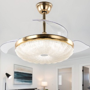 Bella Depot Modern Gold 42" Retractable Ceiling Fan with Light and Remote - 1 of 4