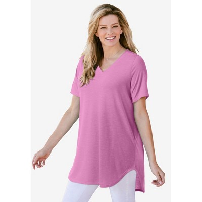 Woman Within Plus Size Marled V-Neck Tunic