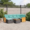 vidaXL 7 Piece Patio Sofa Set with Cushions Black Poly Rattan - 2 of 4
