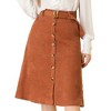 Allegra K Women's High Waist Solid Button Front A-Line Belted Corduroy Midi Skirt - 2 of 4
